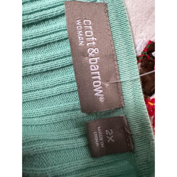 Croft & Barrow Womens Mint Green Ribbed V-Neck Sweater 2X 100% Cotton - Picture 16 of 16